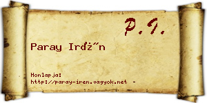 Paray Irén névjegykártya